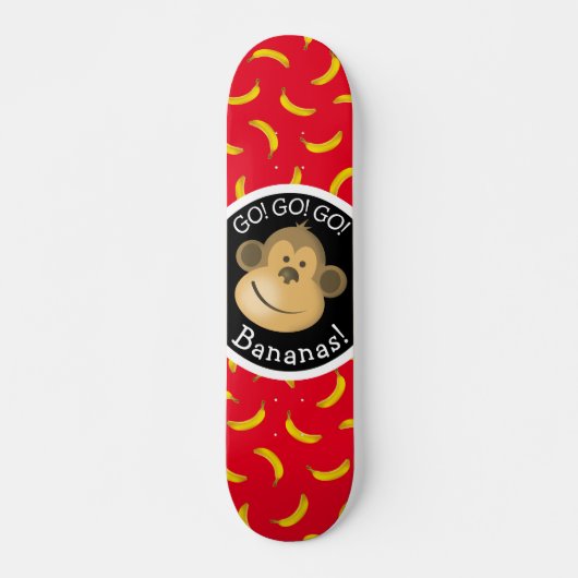 Monkey en Bananen Party Red en Black Persoonlijk Skateboard (Voorkant)