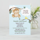 Monkey en Birdie Neutraal Baby shower Invite Kaart (Staand voorkant)
