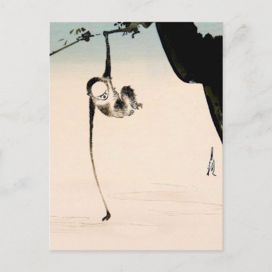 Monkey en de Moon Reflection Briefkaart (Voorkant)