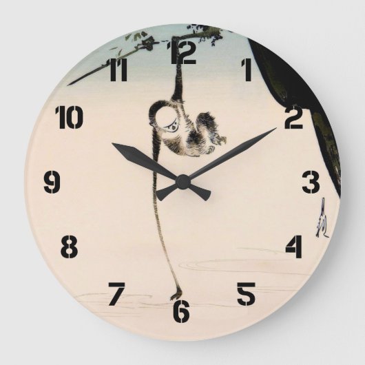 Monkey en de Moon Reflection Grote Klok (Voorkant)