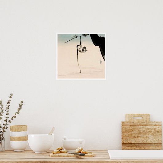 Monkey en de Moon Reflection Poster (Keuken)