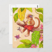 Monkey en Dragonfly Briefkaart (Voorkant / Achterkant)