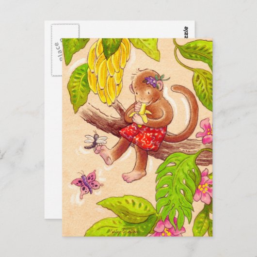 Monkey en Dragonfly Briefkaart (Voorkant / Achterkant)