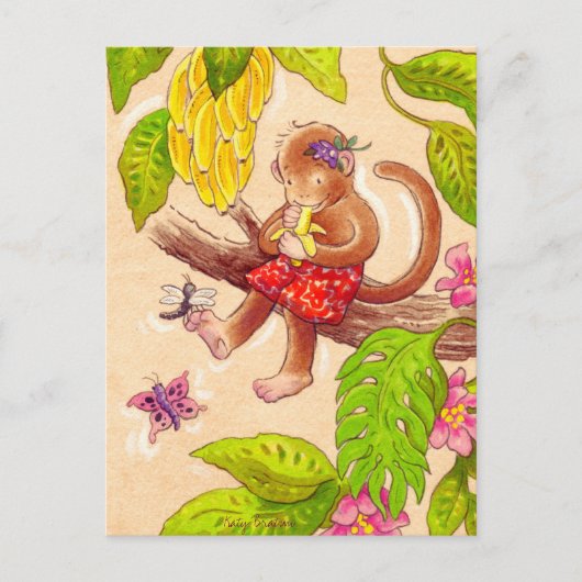 Monkey en Dragonfly Briefkaart (Voorkant)