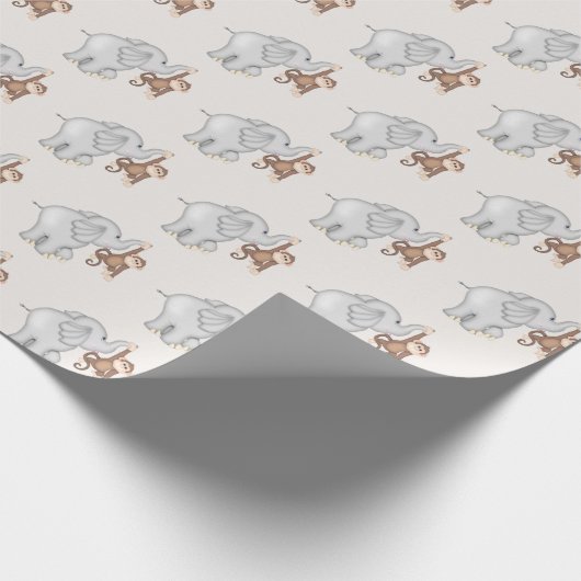 Monkey en Elephant Fun Cadeaupapier (Hoek)