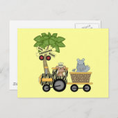 Monkey en Hippo Train Tshirts en geschenken Briefkaart (Voorkant / Achterkant)