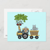Monkey en Hippo Train Tshirts en geschenken Briefkaart (Voorkant / Achterkant)