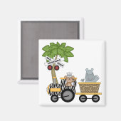 Monkey en Hippo Train Tshirts en geschenken Magneet (Voorkant / Achterkant)