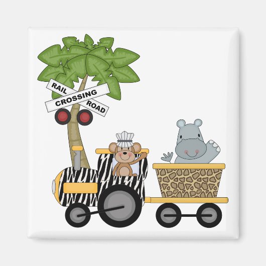 Monkey en Hippo Train Tshirts en geschenken Magneet (Voorkant)