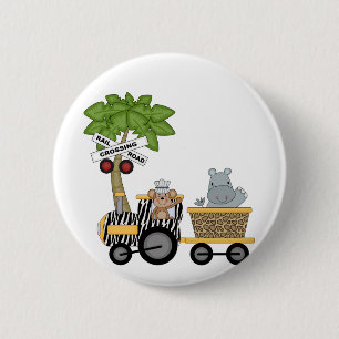 Monkey en Hippo Train Tshirts en geschenken Ronde Button 5,7 Cm