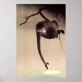 Monkey en Moon Ohara Koson begin 20e eeuw Poster