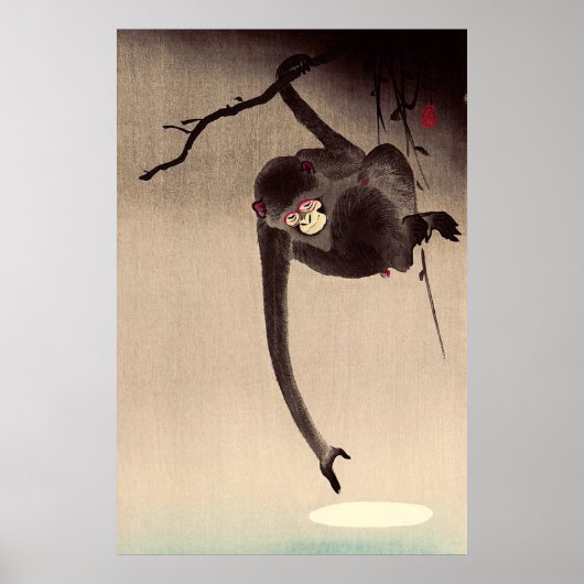 Monkey en Moon Ohara Koson begin 20e eeuw Poster (Voorkant)