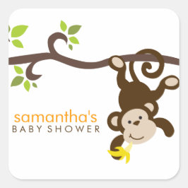 Monkey en Polka Dots Vierkante Sticker