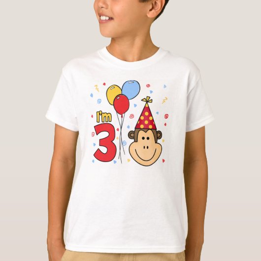 Monkey Face 3rd Birthday T-shirt (Voorkant)