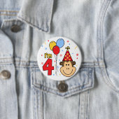 Monkey Face 4th Birthday Ronde Button 7,6 Cm (In situ)