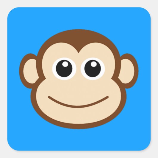 Monkey Face Cartoon Vierkante Sticker (Voorkant)