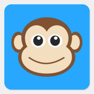 Monkey Face Cartoon Vierkante Sticker