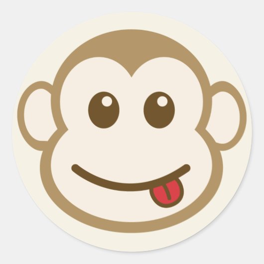 Monkey Face Vector Art Ronde Sticker (Voorkant)