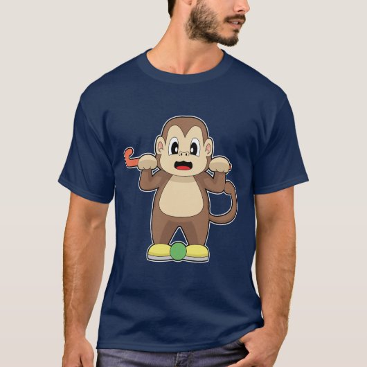 Monkey Field hockey hockey stick T-shirt (Voorkant)