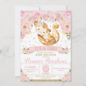 Monkey Floral Baby shower Invitation Girl Kaart (Voorkant)