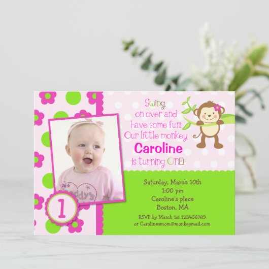 Monkey foto van Mod Maandag Uitnodigingen (Staand voorkant)