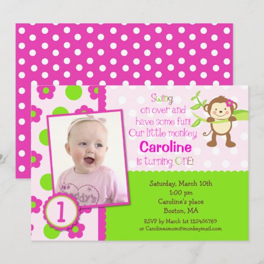 Monkey foto van Mod Maandag Uitnodigingen (Voorkant / Achterkant)