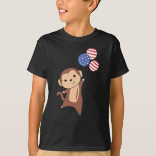 Monkey Funny Monkey 4 juli Amerikaanse vlag T-shirt