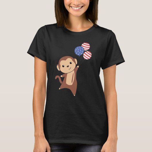Monkey Funny Monkey 4th Of July American Flag T-shirt (Voorkant)