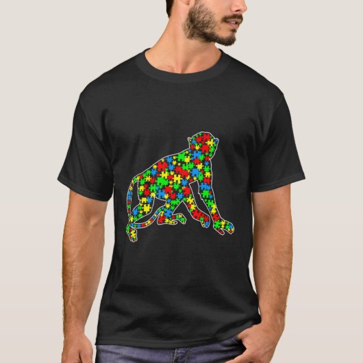 Monkey Funny Puzzle Animals Autisme T-shirt (Voorkant)