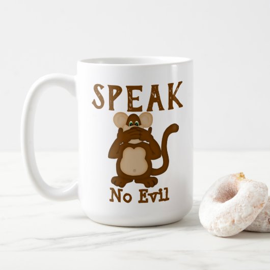 Monkey Funny Speak Geen Kwaad Koffiemok (Met donut)