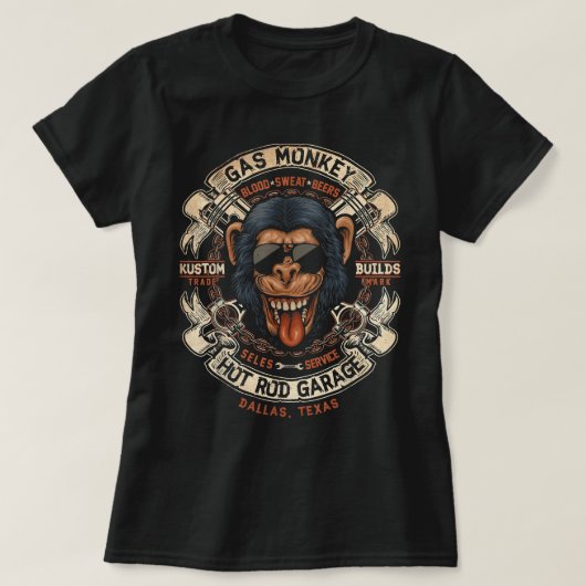 Monkey Gas Crossed Pistons Logo T-shirt (Design voorkant)