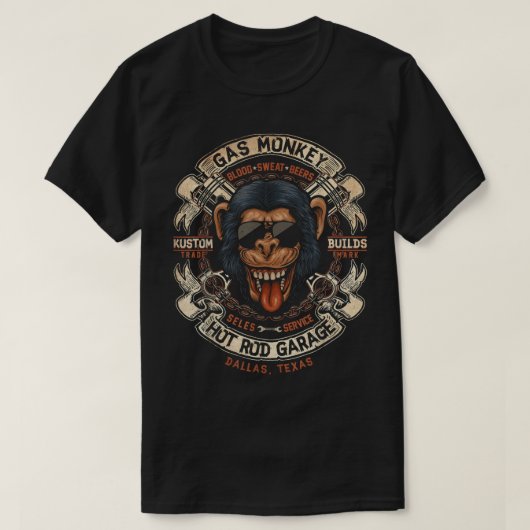 Monkey Gas Crossed Pistons Logo T-shirt (Design voorkant)