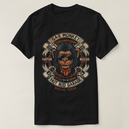 Monkey Gas Crossed Pistons Logo T-shirt (Design voorkant)