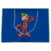 'MONKEY' gelukkige verjaardag persoonlijke naam ca Groot Cadeauzakje (Voorkant)