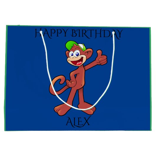 'MONKEY' gelukkige verjaardag persoonlijke naam ca Groot Cadeauzakje (Achterkant)