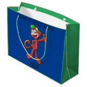 'MONKEY' gelukkige verjaardag persoonlijke naam ca Groot Cadeauzakje (Achterkant Gekanteld)