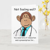 Monkey Get Well kaart (Gele Bloem)