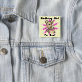 Monkey Girl 1st Birthday Tshirts en Gifts Vierkante Button 5,1 Cm (In situ)