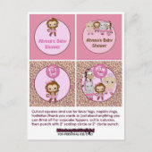 MONKEY Girl Baby shower Cupcake Topper Tu Tu Schat Uitnodiging Briefkaart (Voorkant)