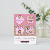 MONKEY Girl Baby shower Cupcake Topper Tu Tu Schat Uitnodiging Briefkaart (Staand voorkant)