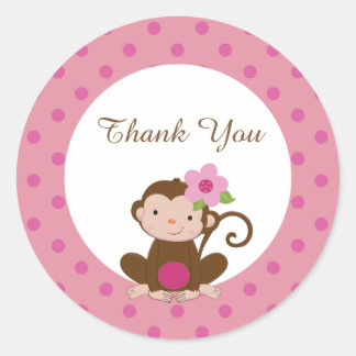 Monkey Girl Baby shower Favoriet Gift Labels Stick