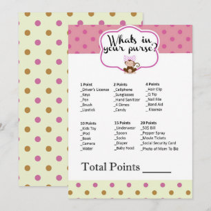 Monkey Girl Baby shower Wat zit er in je portemonn Kaart