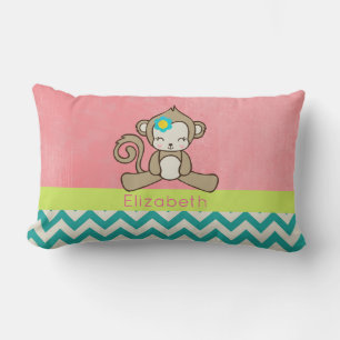 Monkey Girl Cartoon Cute en Kawaii gepersonaliseer Kussen