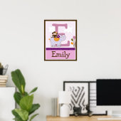 Monkey Girl & Elephant Letter & Name Wall Poster (Thuiskantoor)