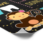 Monkey Girl First-verjaardagskaarbord Poster (Hoek)