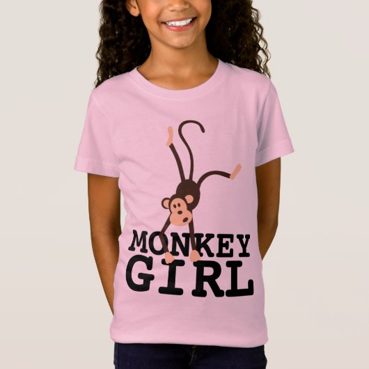 MONKEY GIRL FUNNY GIRLS KINDER T-SHIRS T-SHIRT (Voorkant)
