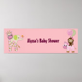 MONKEY Girl Oerwoud Baby shower Banner JJ Poster (Voorkant)