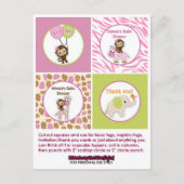 MONKEY Girl Oerwoud Baby shower Cupcake Topper JJ Briefkaart (Voorkant)