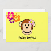 Monkey Girl Tropical Flowers Invitation Kaart (Voorkant / Achterkant)