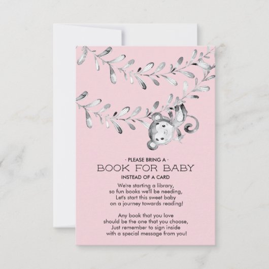 Monkey Girls Baby shower Boek voor Baby Kaart (Voorkant)